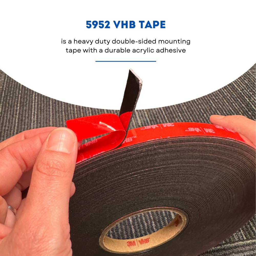 Rollo de cinta 3M VHB 5952 de 1 pulgada x 108 pies, cinta de espuma acrílica de doble cara, cinta de montaje industrial resistente, de alta unión,