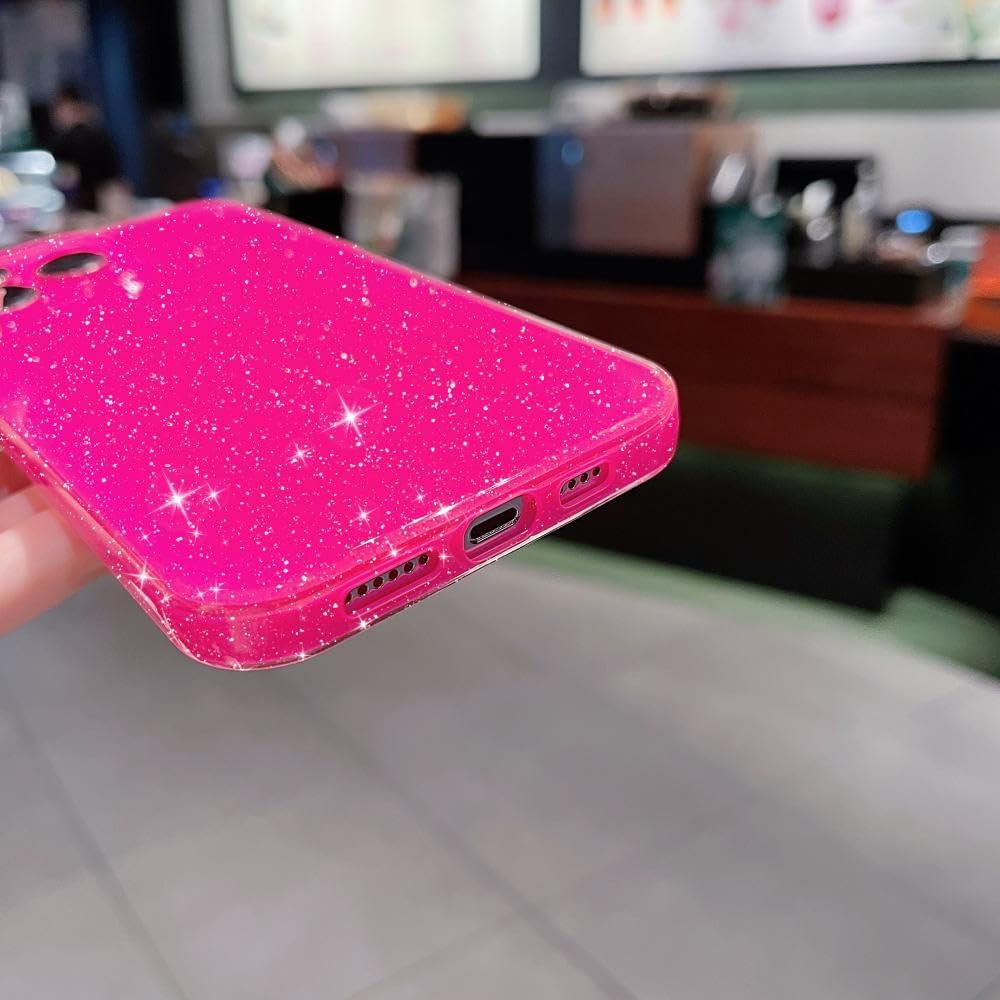 Finyosee Funda compatible con iPhone 14 Pro de 6.1 pulgadas, bonito color neón brillante, con purpurina, delgada, delgada, a prueba de golpes, funda