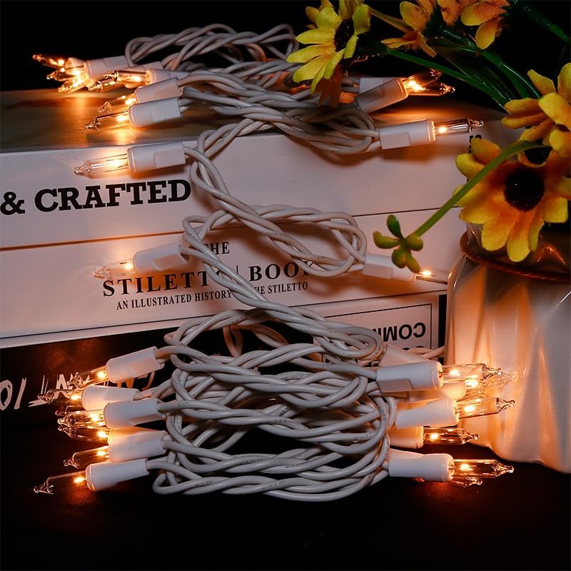 Luces de Navidad transparentes, 35 unidades, juego de mini luces incandescentes para decoración de interiores y exteriores, 8.5 pies de alambre