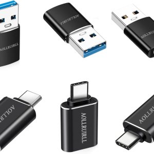 Paquete de 6 Adaptador USB C a USB (paquete de 3) y adaptador USB a USB C (paquete de 3) carcasa de aluminio Transferencia de datos SuperSpeed y Paquete de 6 Adaptador USB C a USB (paquete de 3) y adaptador USB a USB C (paquete de 3) carcasa de aluminio Transferencia de datos SuperSpeed y