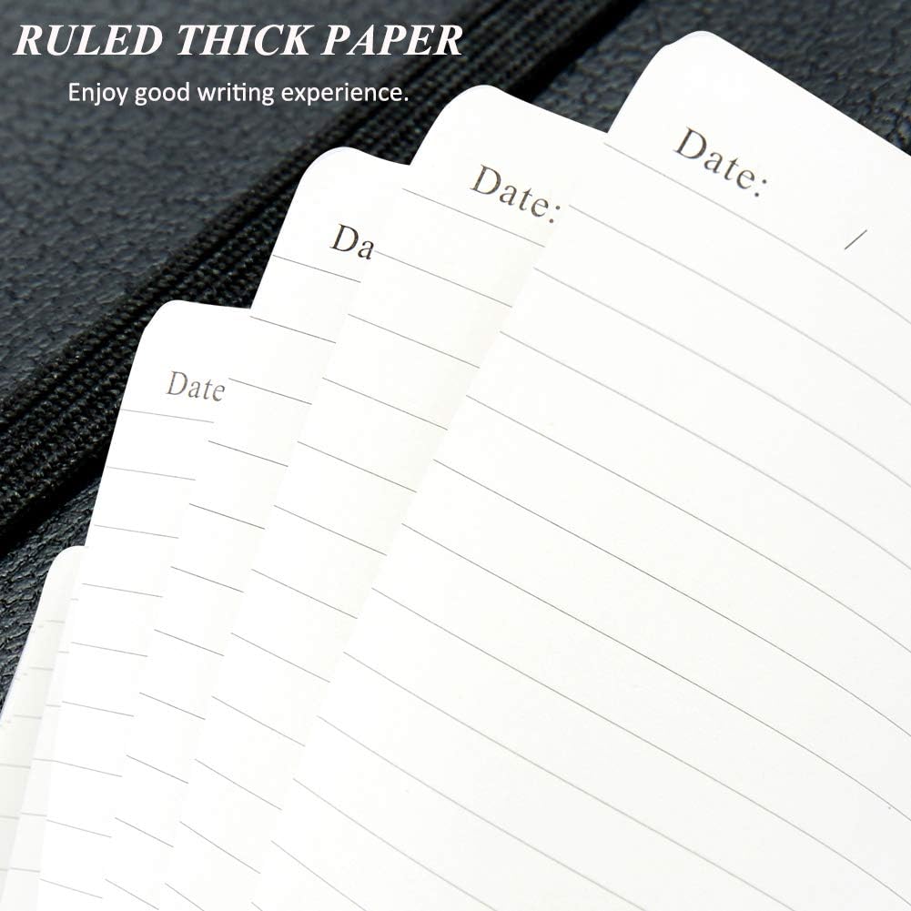 Cuaderno A5 de tapa dura, diarios universitarios con bolsillo, cuaderno de escritura de cuero sintético de papel grueso premium con lazo para