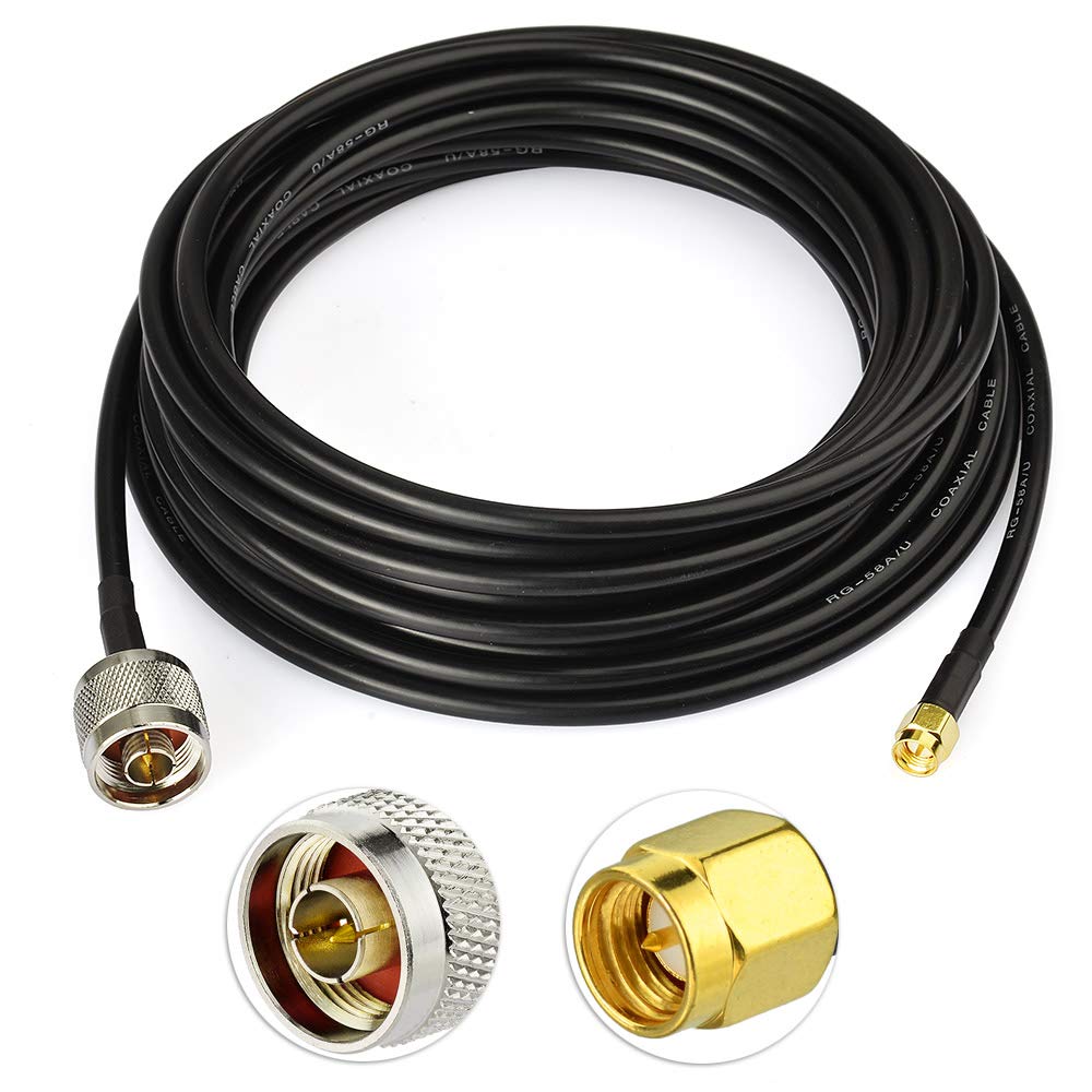 Superbat Wlaniot Cable RG58 de baja pérdida N macho a SMA macho con conectores resistentes a la intemperie (25 pies, 24.6 ft) para antena de celda