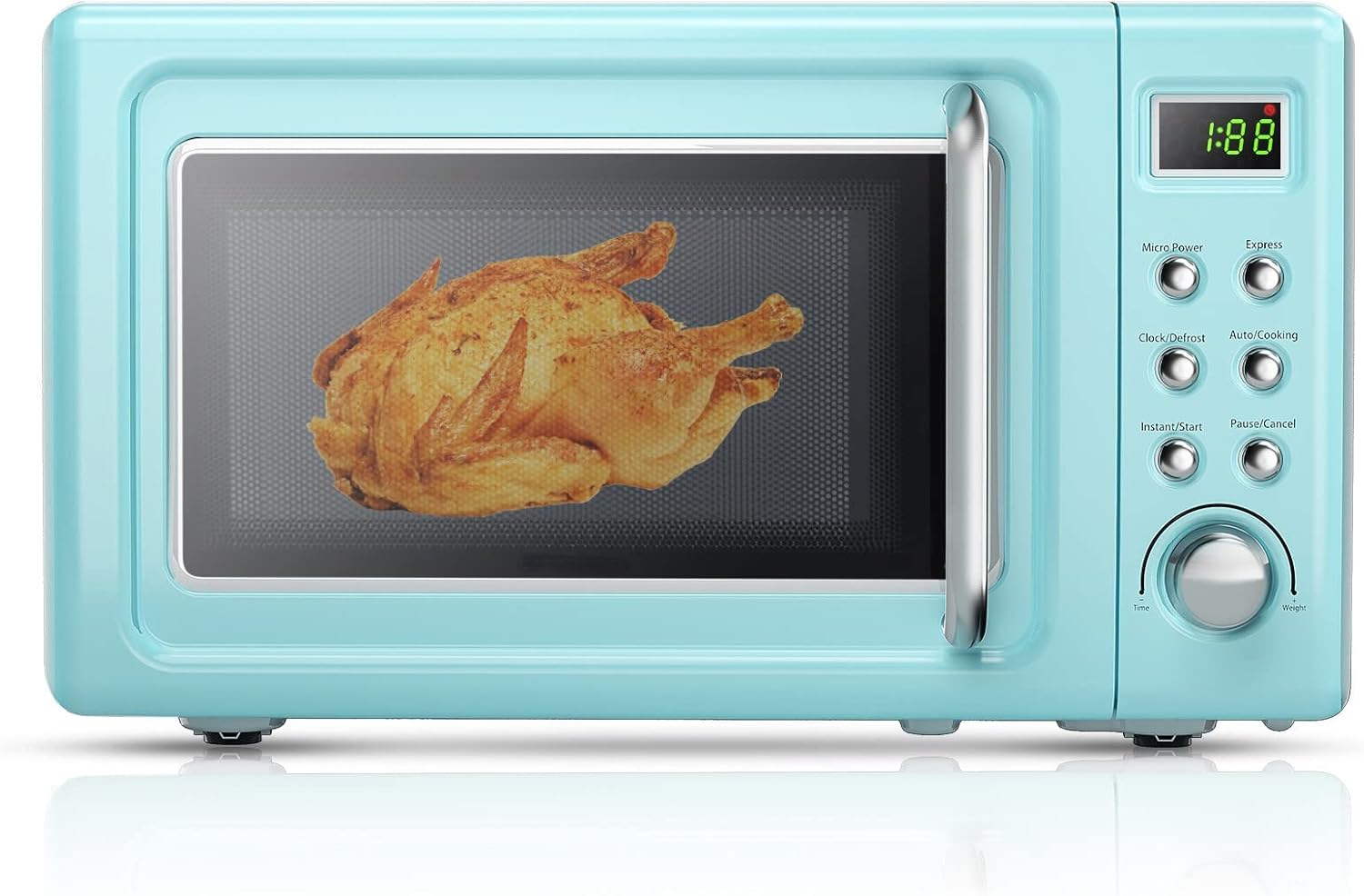 MAT EXPERT Horno microondas compacto de 0.7 pies cúbicos, temporizador digital y bloqueo para niños, microondas pequeño con plato giratorio de