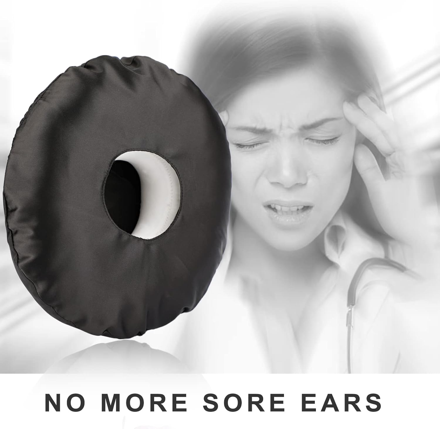Almohada de perforación desmontable con funda de almohada de seda, almohada de oreja fácil de limpiar con agujero para personas que duermen de lado,