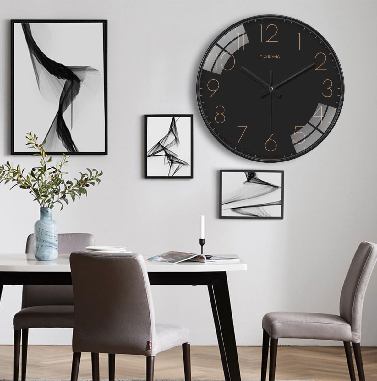 Reloj de pared de 8 pulgadas, silencioso, sin tictac, reloj de pared moderno, funciona con pilas, analógico, pequeño, redondo, decorativo, para el