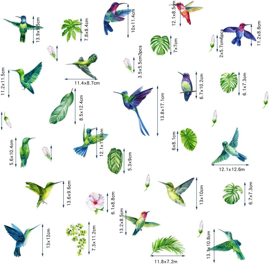 Calcomanías de flores de pájaro que brillan en la oscuridad, calcomanías de pared de naturaleza para niños y adultos, arte de pared botánico de