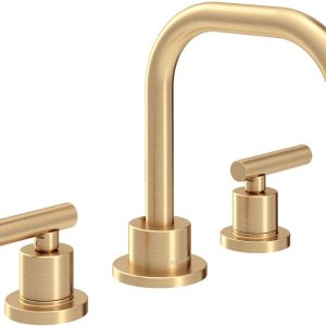 Symmons Dia – Grifo de baño de dos manijas con montaje de drenaje Push Pop en bronce cepillado (1.0 GPM), grande Symmons Dia – Grifo de baño de dos manijas con montaje de drenaje Push Pop en bronce cepillado (1.0 GPM), grande