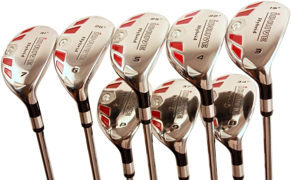 iDrive Hybrids Juego completo completo de varillas de acero de golf grandes y altas, 1 pulgada más largo que la longitud estándar, que incluye #3,