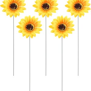 SEWACC Juego de 5 piezas de metal grande con diseño de girasol, decoración de jardín, a prueba de óxido, margarita amarilla, flor de metal, arte SEWACC Juego de 5 piezas de metal grande con diseño de girasol, decoración de jardín, a prueba de óxido, margarita amarilla, flor de metal, arte