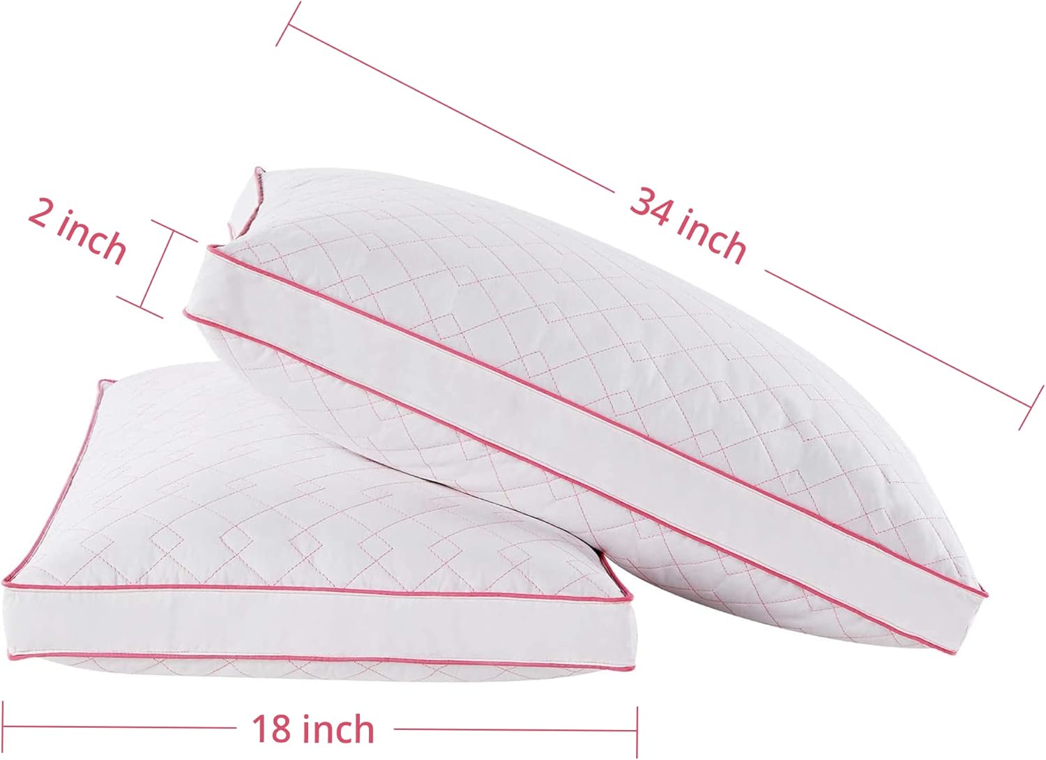 Puredown – Juego de 2 almohadas de plumón de ganso para dormir con funda de algodón 100% premium, Algodón, Rosado, King