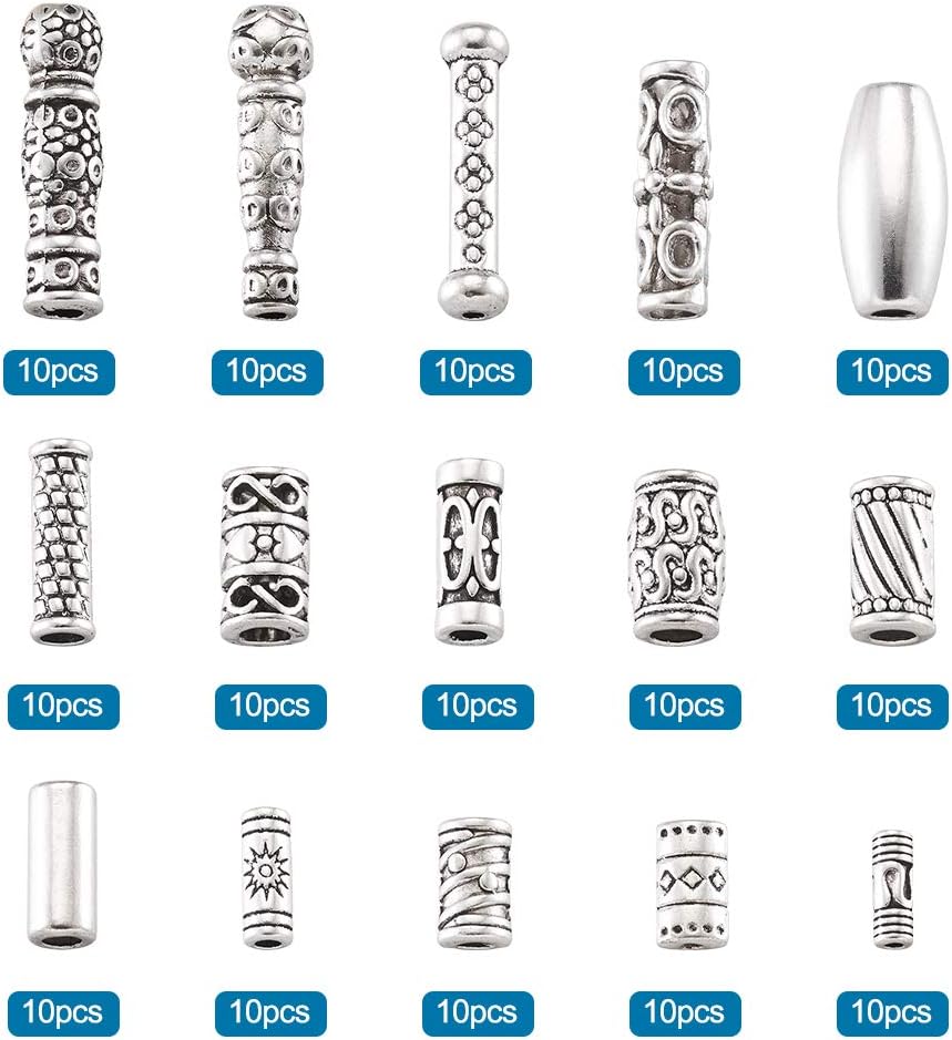 Mega Pet 150 unidscaja estilo tibetano antiguo plata columna grano 3.228×3.228×1.063 in tubo suelto granos espaciadores cuentas para bricolaje