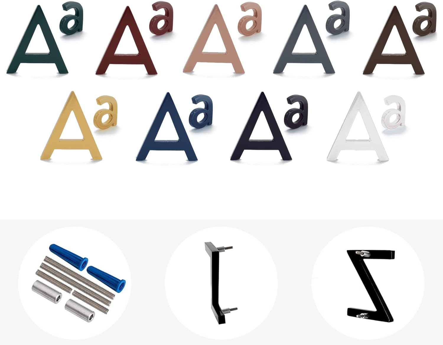 Letras comerciales modernas de Wayfinding (A-Z) – Letra flotante o empotrada – Caracteres mayúsculas y minúsculas – 14 colores y 7 tamaños de letras