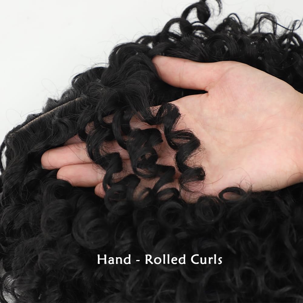 XIUFAXIRUSI XIUFAXIRUSI Pelucas negras cortas y rizadas para mujeres negras, peluca afro rizada con flequillo lateral, peluca de pelo completo