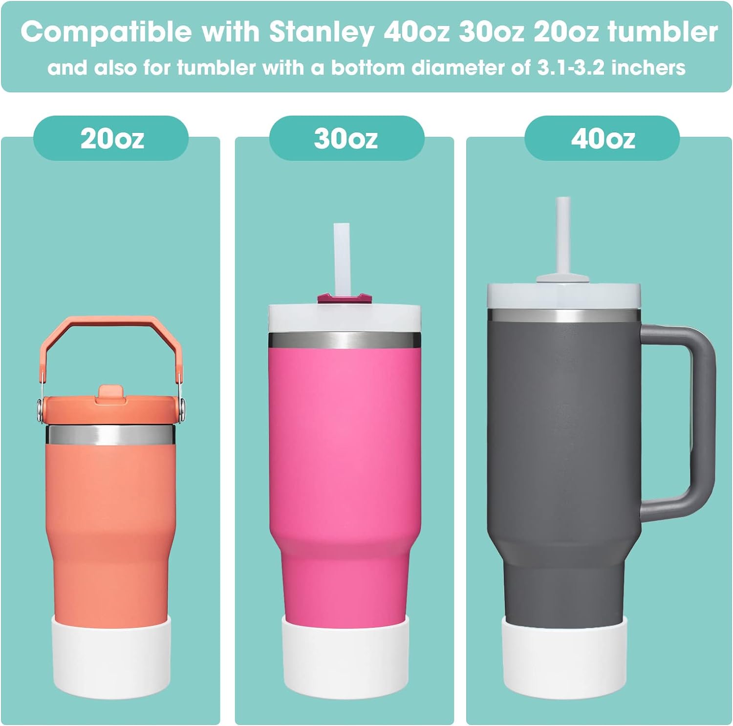 Paquete de 2 protectores de silicona para botas Stanley Quencher Adventure de 40 onzas, 30 onzas, vaso IceFlow de 20 onzas y 30 onzas, funda