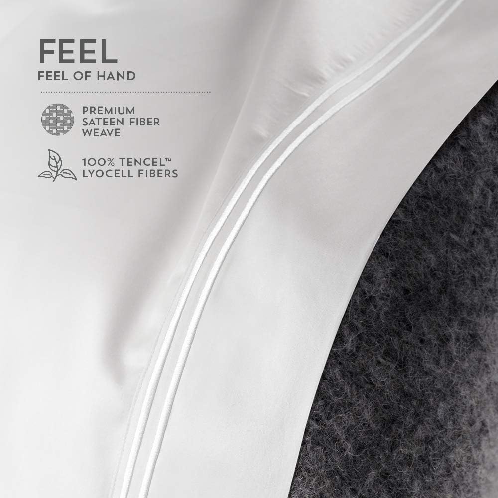 PureCare Elements Cool Touch – Juego de sábanas con 100 % Tencel, esquinas de ajuste preciso y fundas de almohada envolventes, tamaño King dividido,