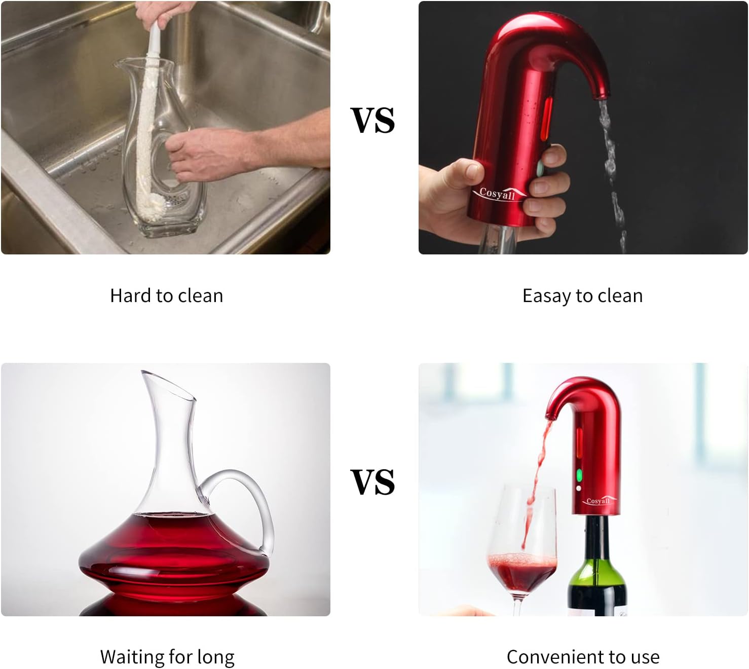 Decantador eléctrico portátil recargable por USB, dispensador de vino automático de un botón, oxigenación rápida del vino tinto, rojo