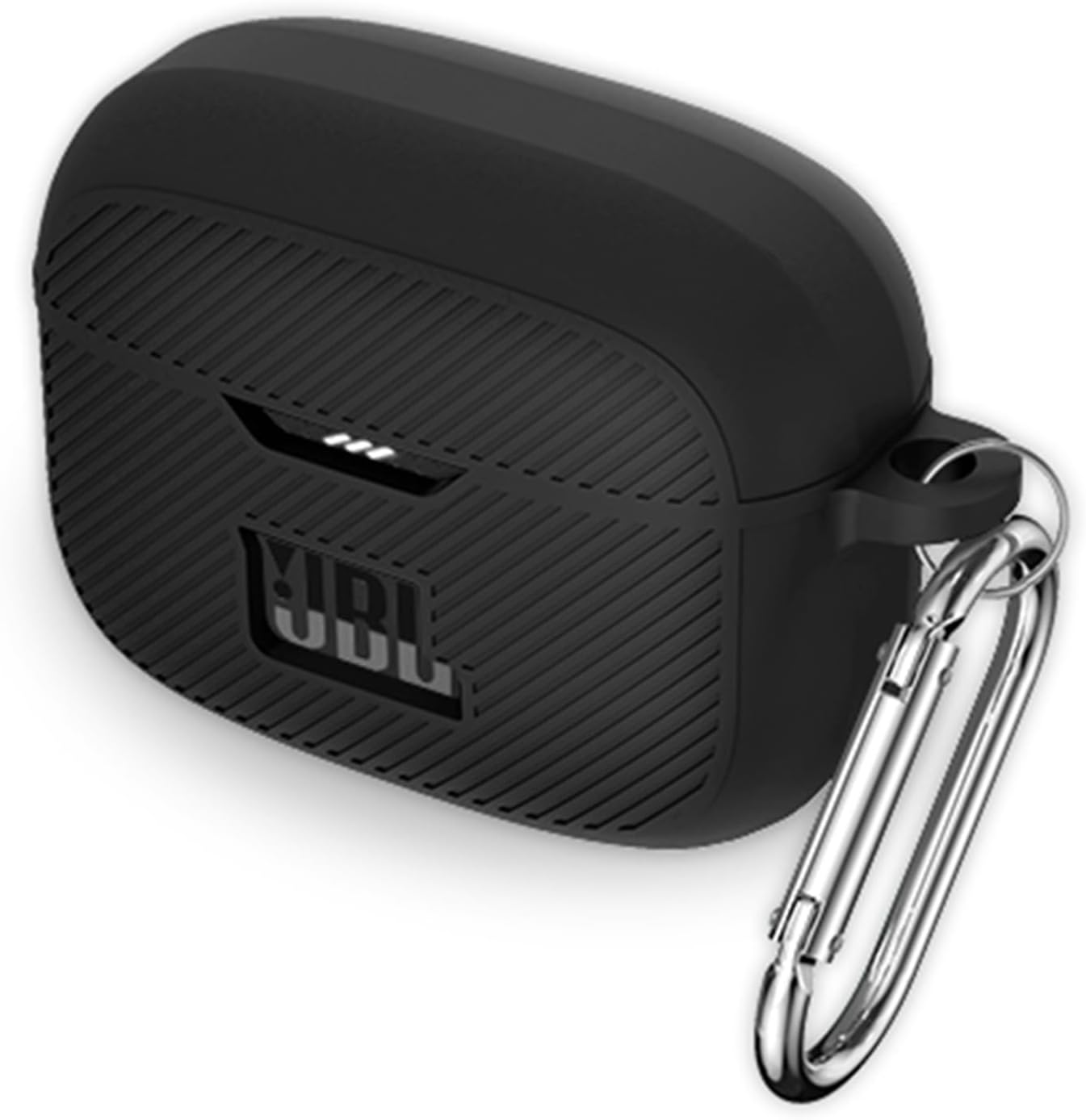 Funda de silicona compatible con JBL Tune 230NC TWS, funda protectora a prueba de golpes para auriculares con accesorios de mosquetón (negro)