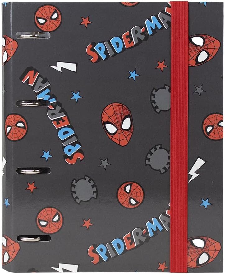 CERDÁ LIFE’S LITTLE MOMENTS – Archivador 4 Anillas Niño de Spiderman con Tapa Dura y Cierre con Goma – Licencia Oficial Marvel