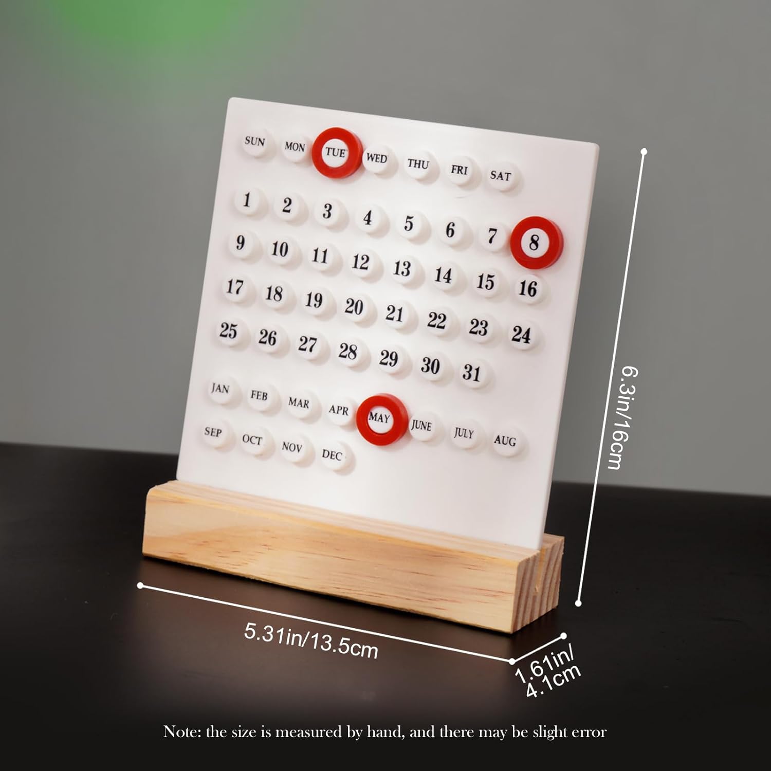 Calendario perpetuo, 2 unidades, soporte de calendario de madera, calendario acrílico, decoración de escritorio para sala de estar, oficina, tienda,