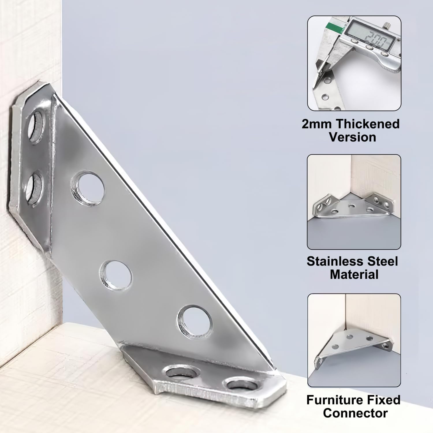 10 conectores de esquina de muebles de acero inoxidable, conector universal de esquina para muebles, conector de fijación en ángulo, marco de