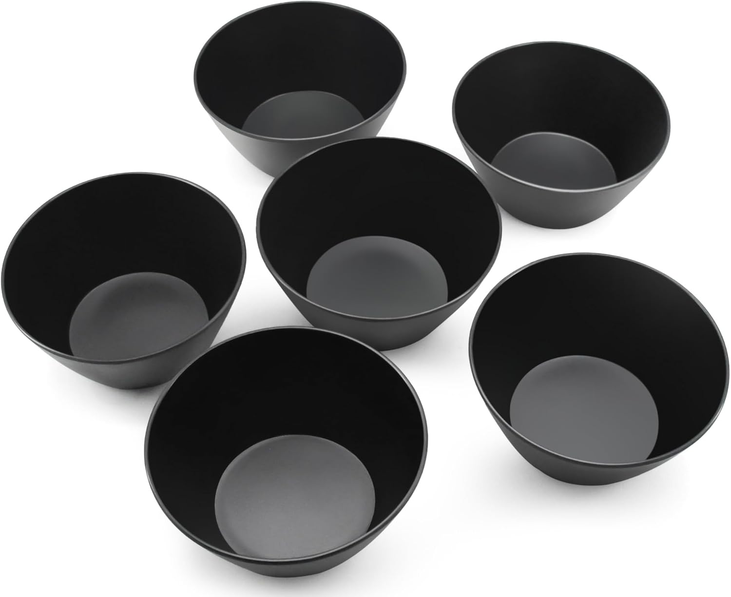 Juego de 6 cuencos de fibra de bambú para cereales, cuencos de sopa de 24 onzas, color negro, juego de cuencos de melamina grandes para cocina,