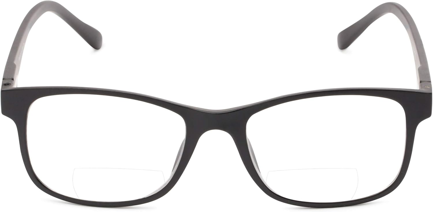 Gafas de sol de lectura bifocales cuadradas retro en negro con lentes ahumadas de Readers.com  The Peace Polarized Magnetic  +1.25