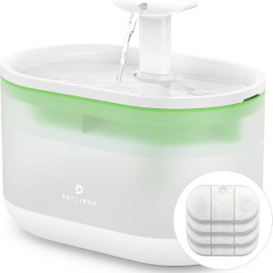 Fuente de agua de 71floz2.1L para gatos y perros, ultra silenciosa, sin BPA, dos modos de caudal y nivel de agua visible, cuenco de agua con 4 Fuente de agua de 71floz2.1L para gatos y perros, ultra silenciosa, sin BPA, dos modos de caudal y nivel de agua visible, cuenco de agua con 4