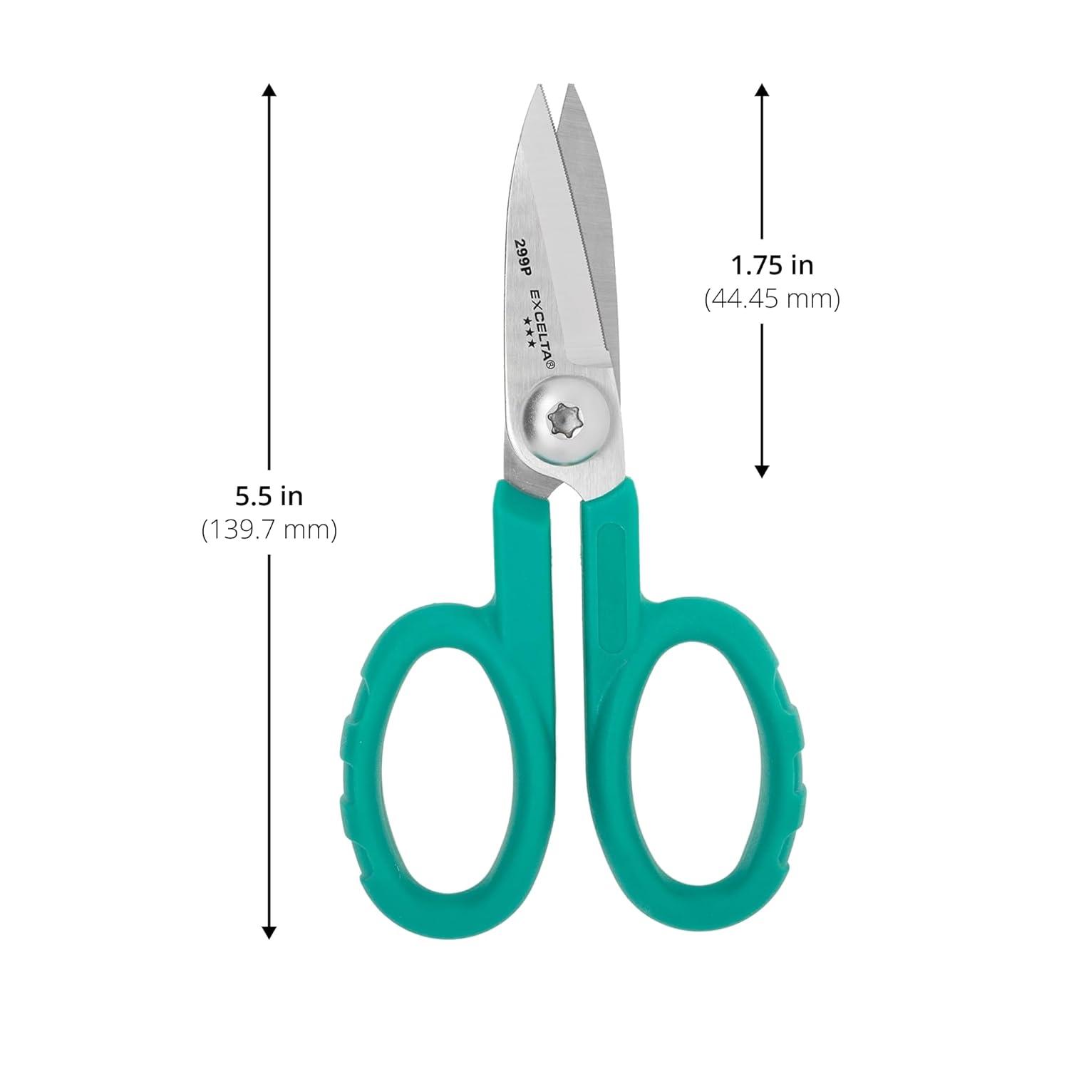 Excelta Tijeras de corte Kevlar, cuchillas de acero inoxidable de 5.5 pulgadas, longitud de hoja recta de 1.75 pulgadas, borde dentado, asas