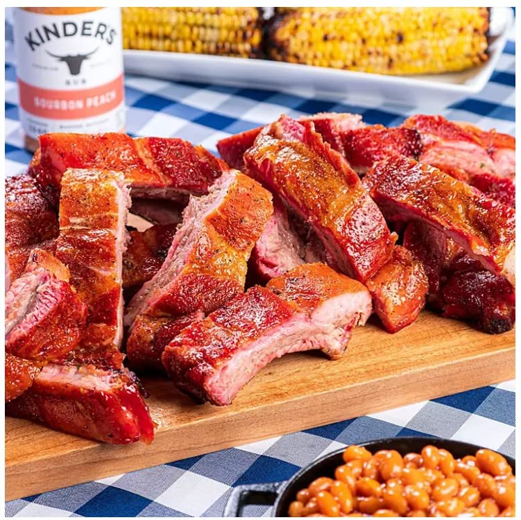 Kinders The Blend Seasoning and Bourbon Peach es libre de gluten, sin OMG y sin adición MSG Kinder Sal, pimienta y ajo  10.5 onzas paquete de 2