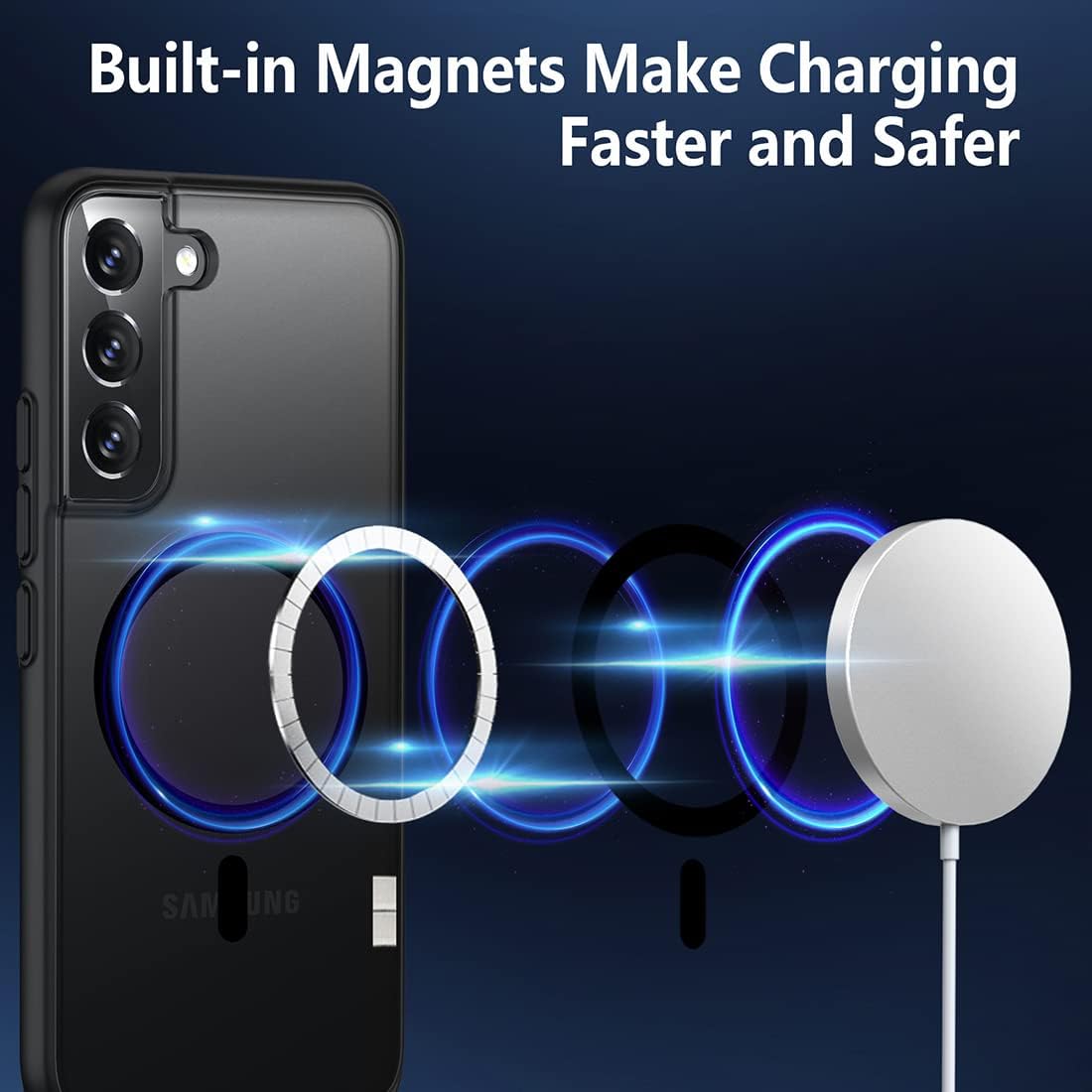 TIANNIUKE Funda magnética para Samsung Galaxy S22, translúcida mate antihuellas, compatible con MagSafe, ajuste delgado, a prueba de golpes, funda