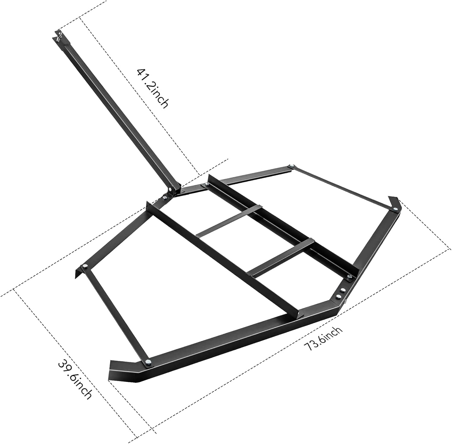 Grada de arrastre ATV de 74 pulgadas con 2 barras ajustables para nivelación de paisaje o preparación de césped para campo de jardín de granja