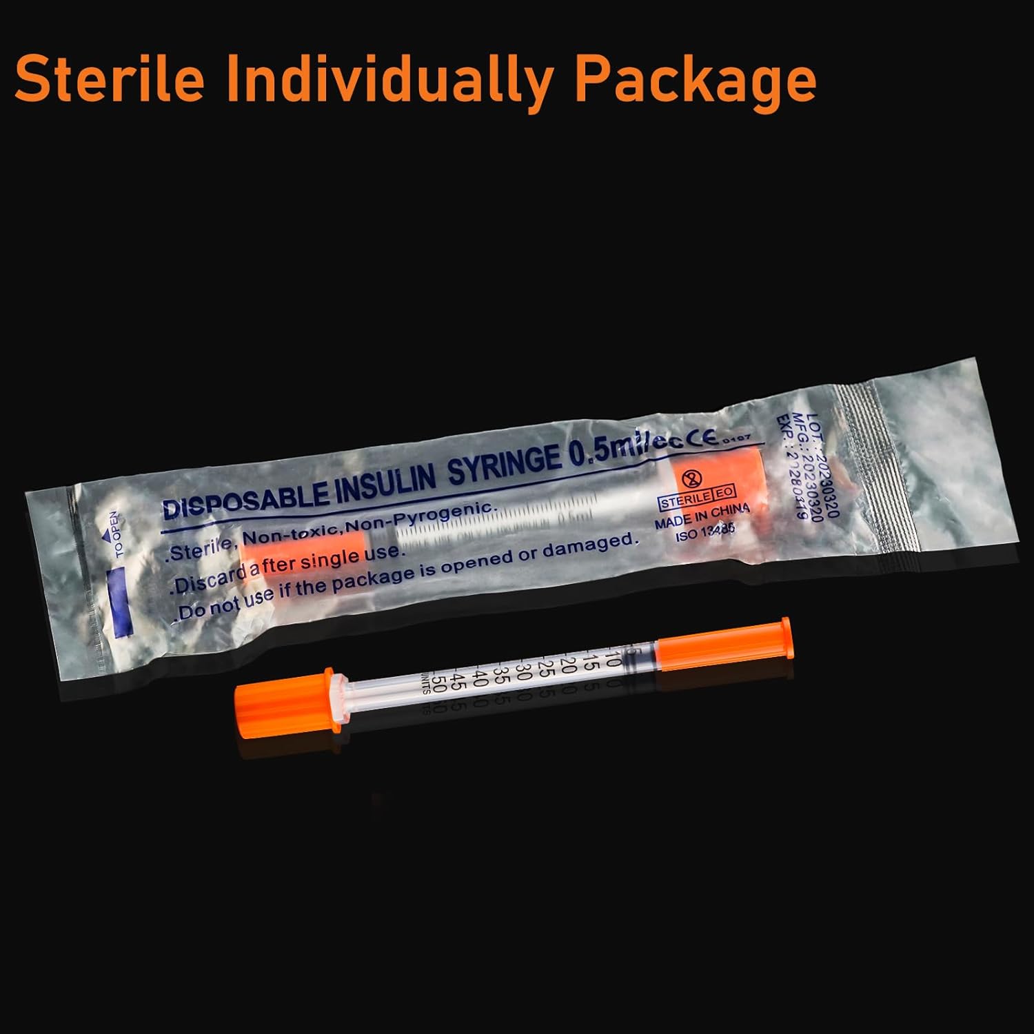 U-100 Jeringa de 10.1 fl oz con aguja, jeringas 31G 516 pulgadas 0.315 in 12 cc, paquete individual desechable, paquete de 100