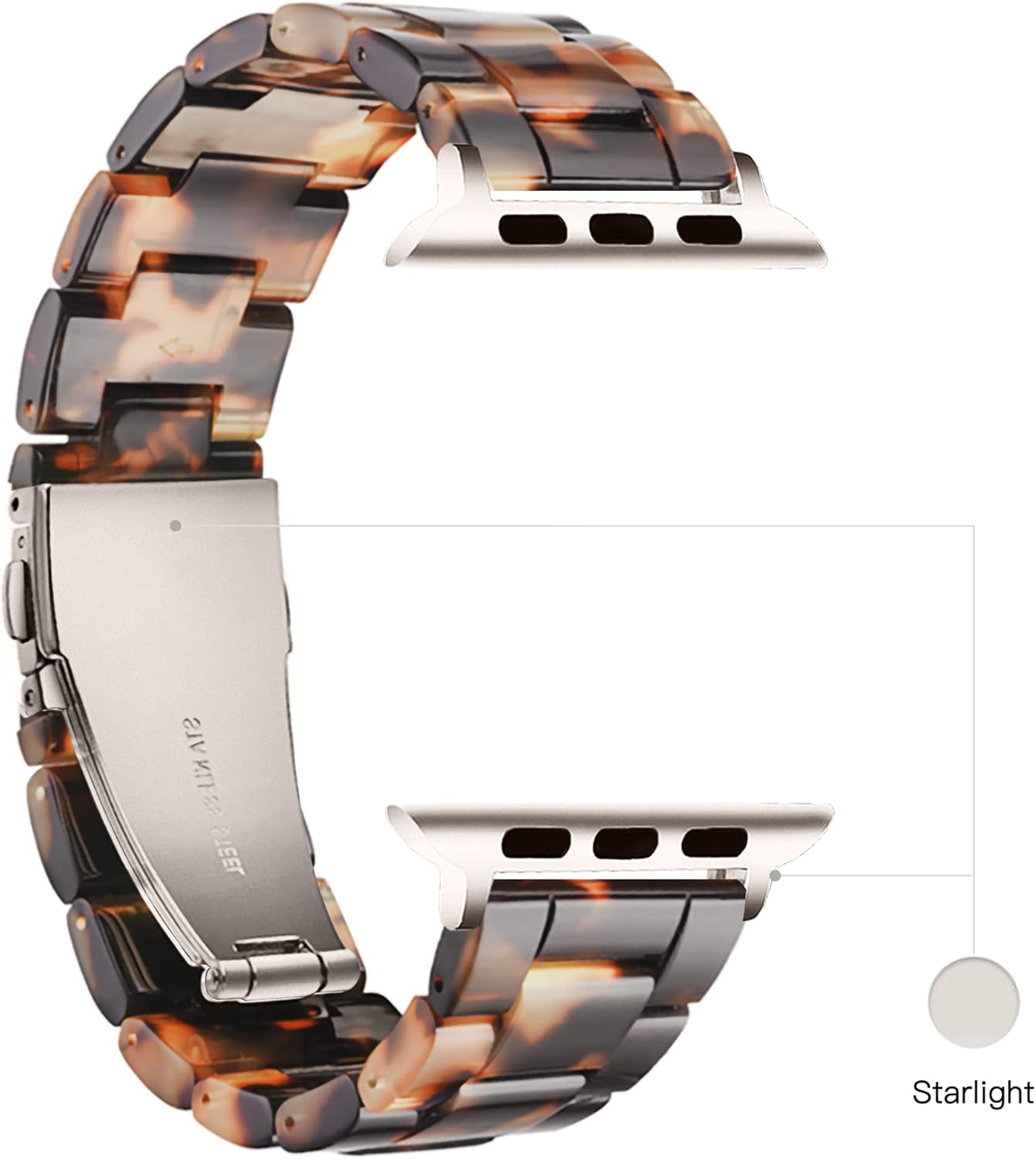 LS – Correa de resina para iWatch compatible con Apple Watch Ultra 21 de 1.732 pulgadas, Starlight Series 9, Series 8, Series 7, Series SE, Series
