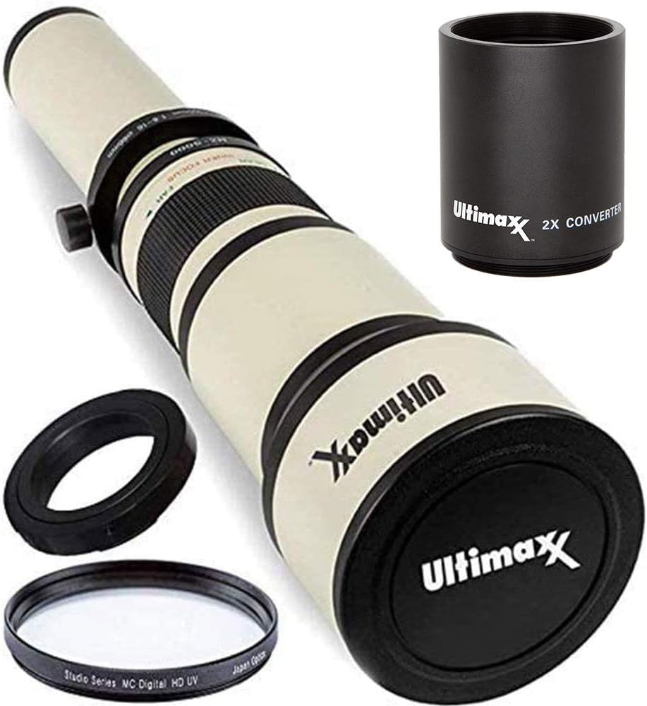 Ultimaxx Juego de lentes de zoom teleobjetivo de 25.591-51.181 in (con 2 x 1300-2600) para Nikon D7500, D500, D600, D610, D700, D750, D800, D810,