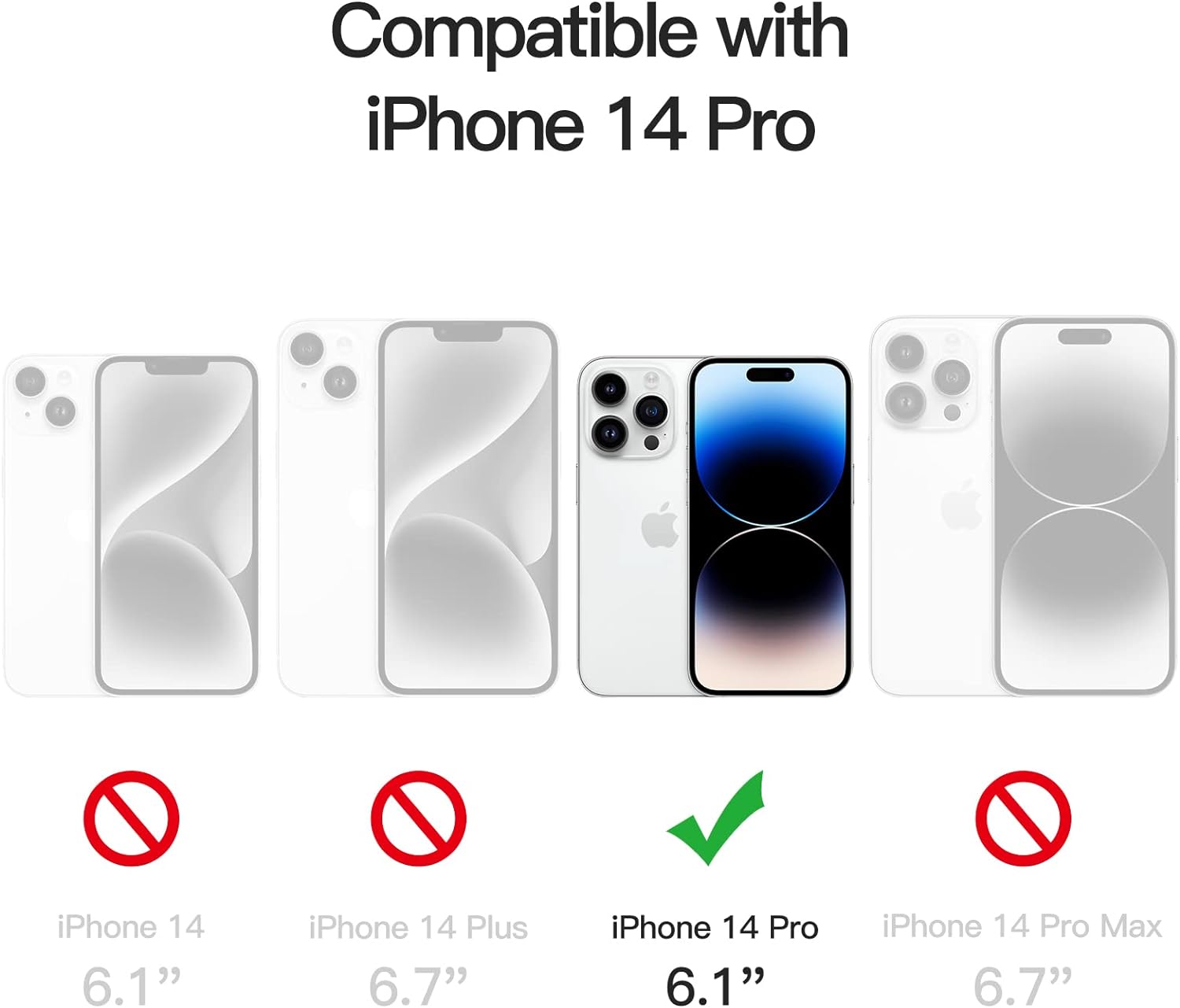 JETech Funda para iPhone 14 Pro de 6.1 pulgadas, no se pone amarillenta, a prueba de golpes, parte trasera transparente antiarañazos (verde