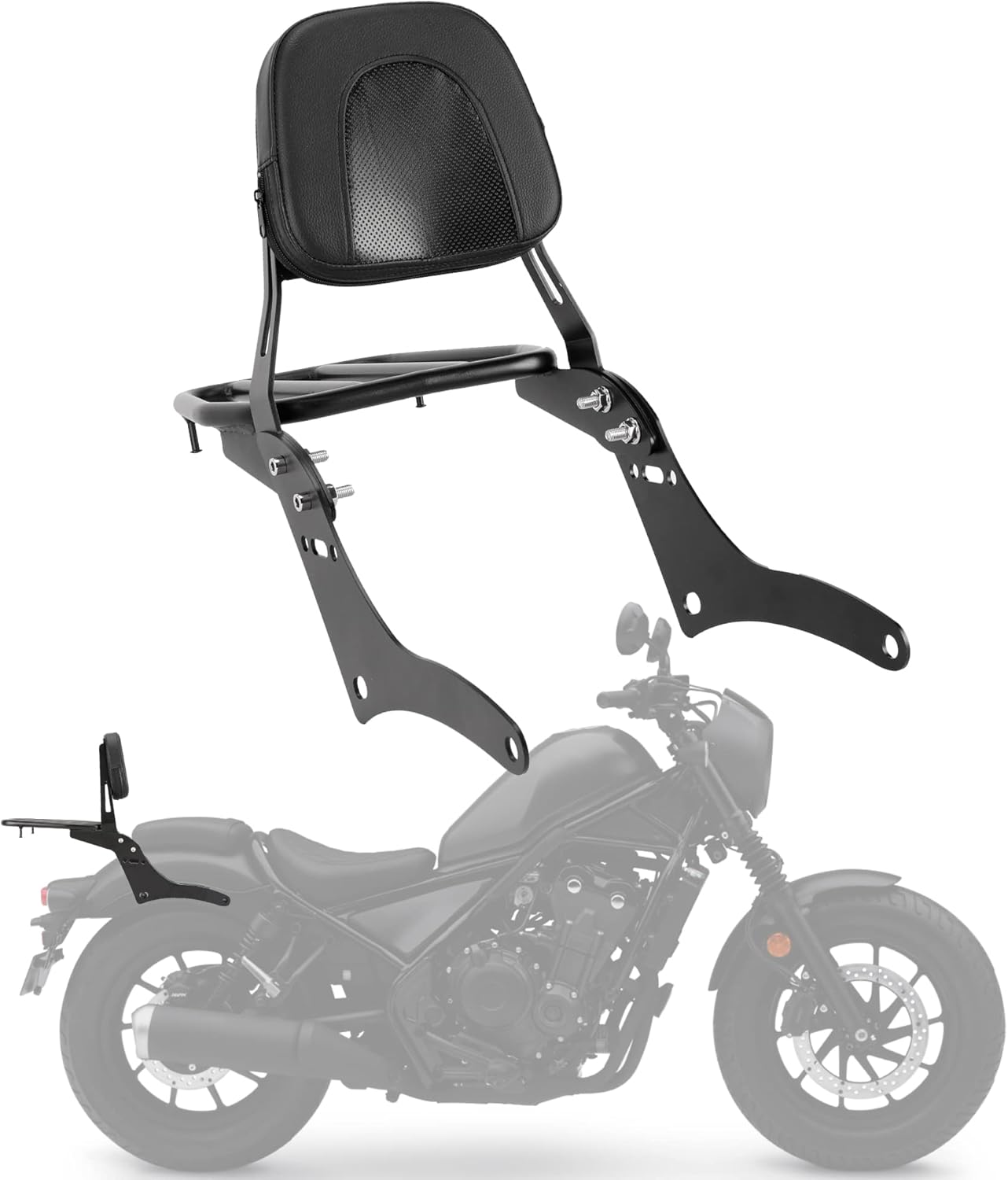 Barra desmontable para motocicleta con almohadilla para asiento trasero del pasajero + soporte para respaldo trasero, portaequipajes compatible con