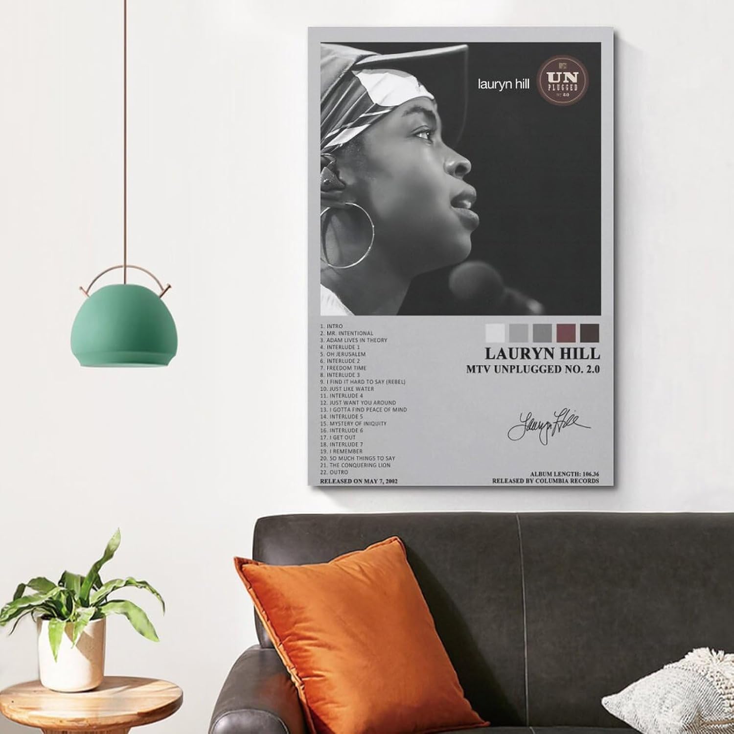 OrdaLi Lauryn Hill MTV Unplugged No. 2.0 Póster de lienzo popular, impresiones estéticas, arte de pared, decoración de habitación, regalo, 16 x 24