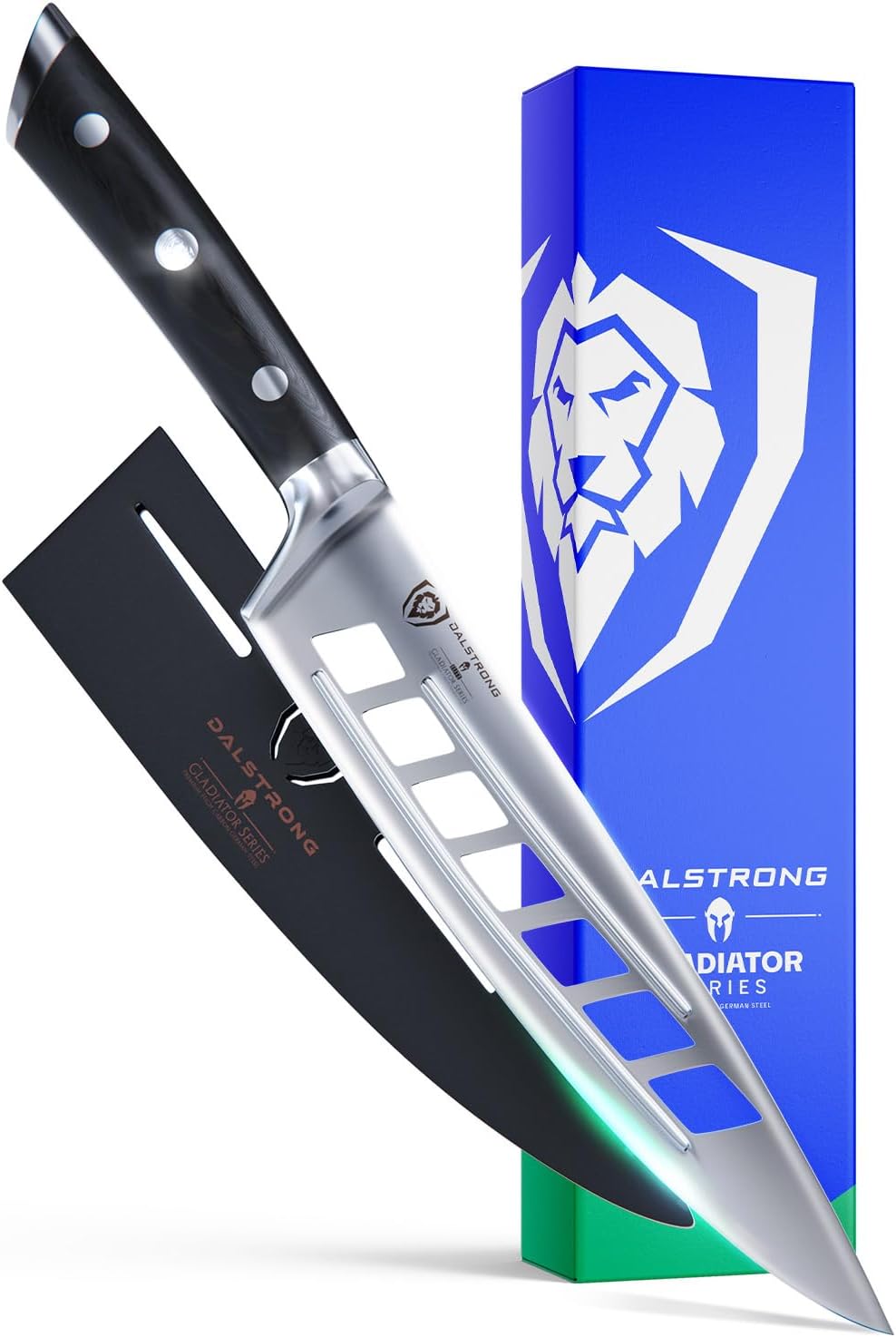 DALSTRONG – Cuchillo de chef, serie Gladiador, acero forjado alemán de alto carbono ThyseenKrupp, espiga completa, con funda
