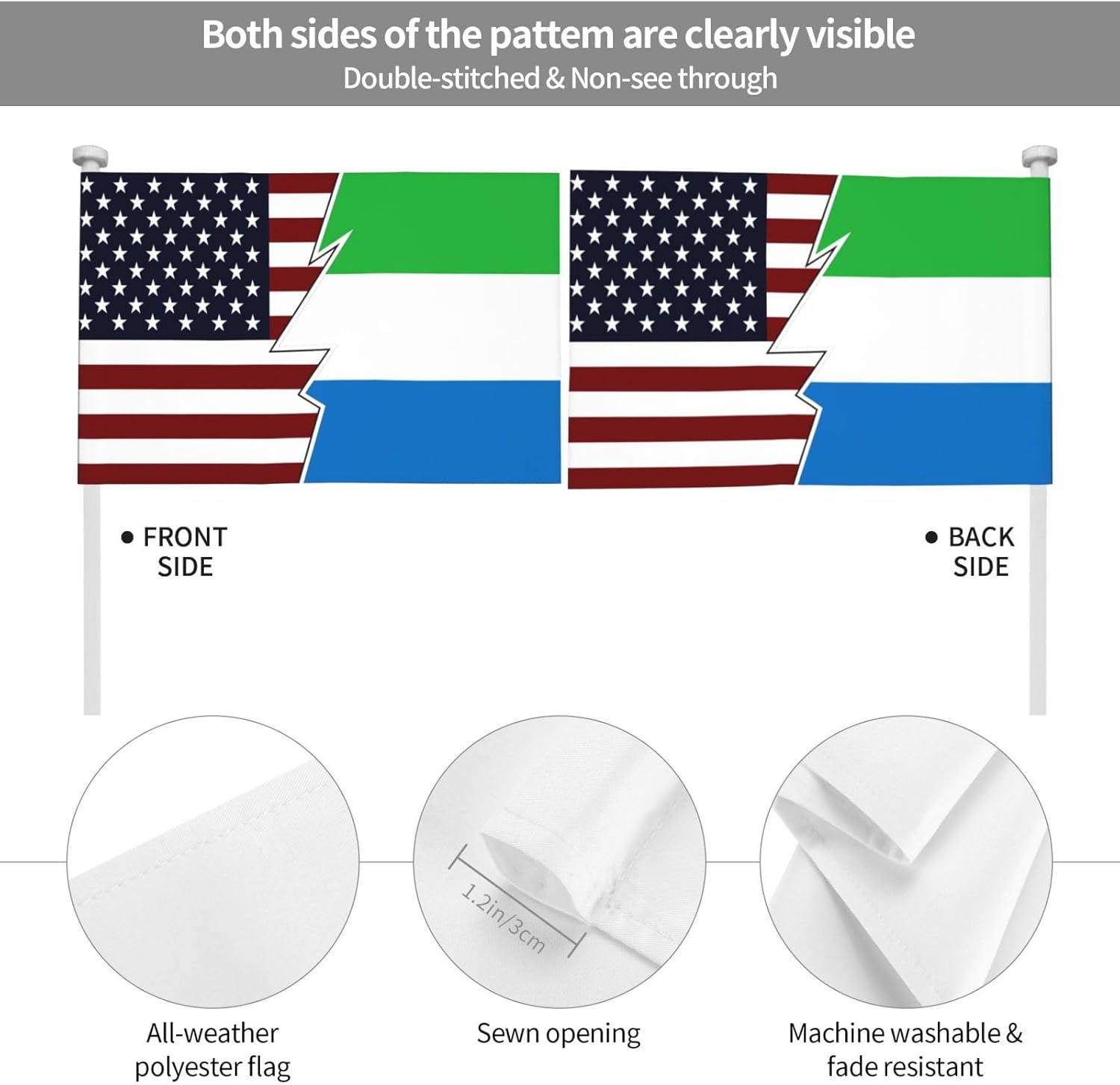 Double Sided Printing Torn Style American And Sierra Leone Flags Car Flag 12×18 Inches Car Window Clip Flags Car Decoration Banner