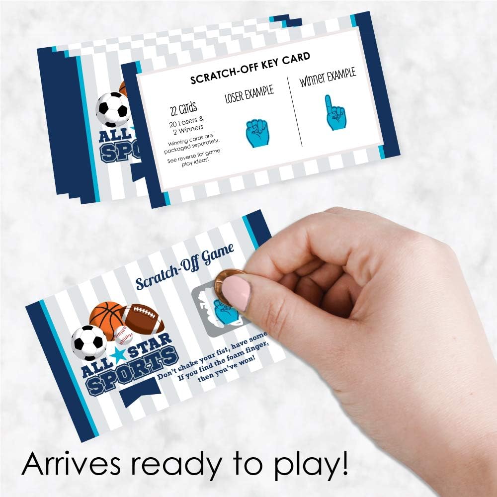Big Dot of Happiness Go, Fight, Win  Deportes  Baby Shower o cumpleaños juego raspar tarjetas  22 unidades