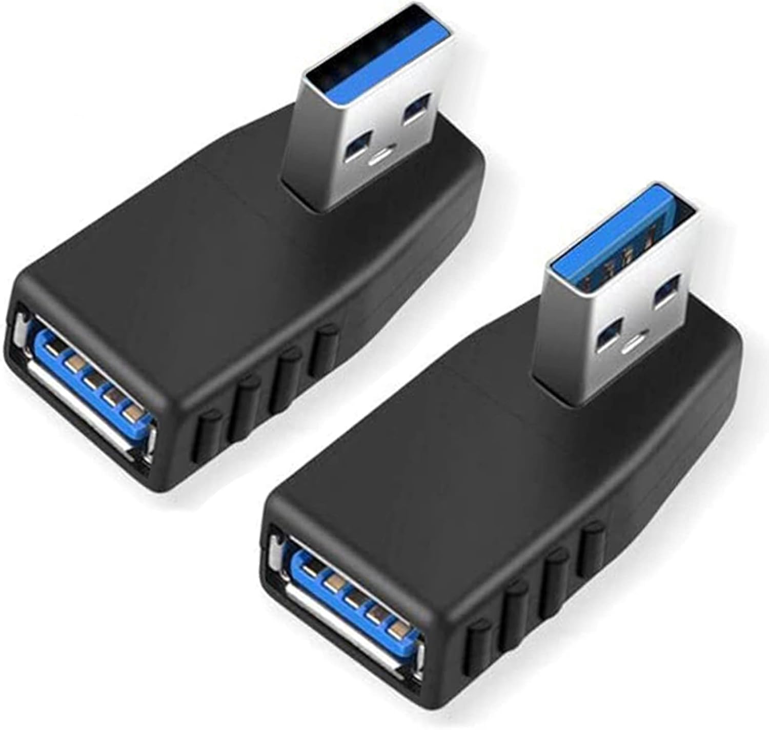 Adaptadores USB 3.0 2 piezas, adaptador USB 3.0 de ángulo recto de 90 grados macho a hembra (incluido adaptador de ángulo izquierdo y recto)