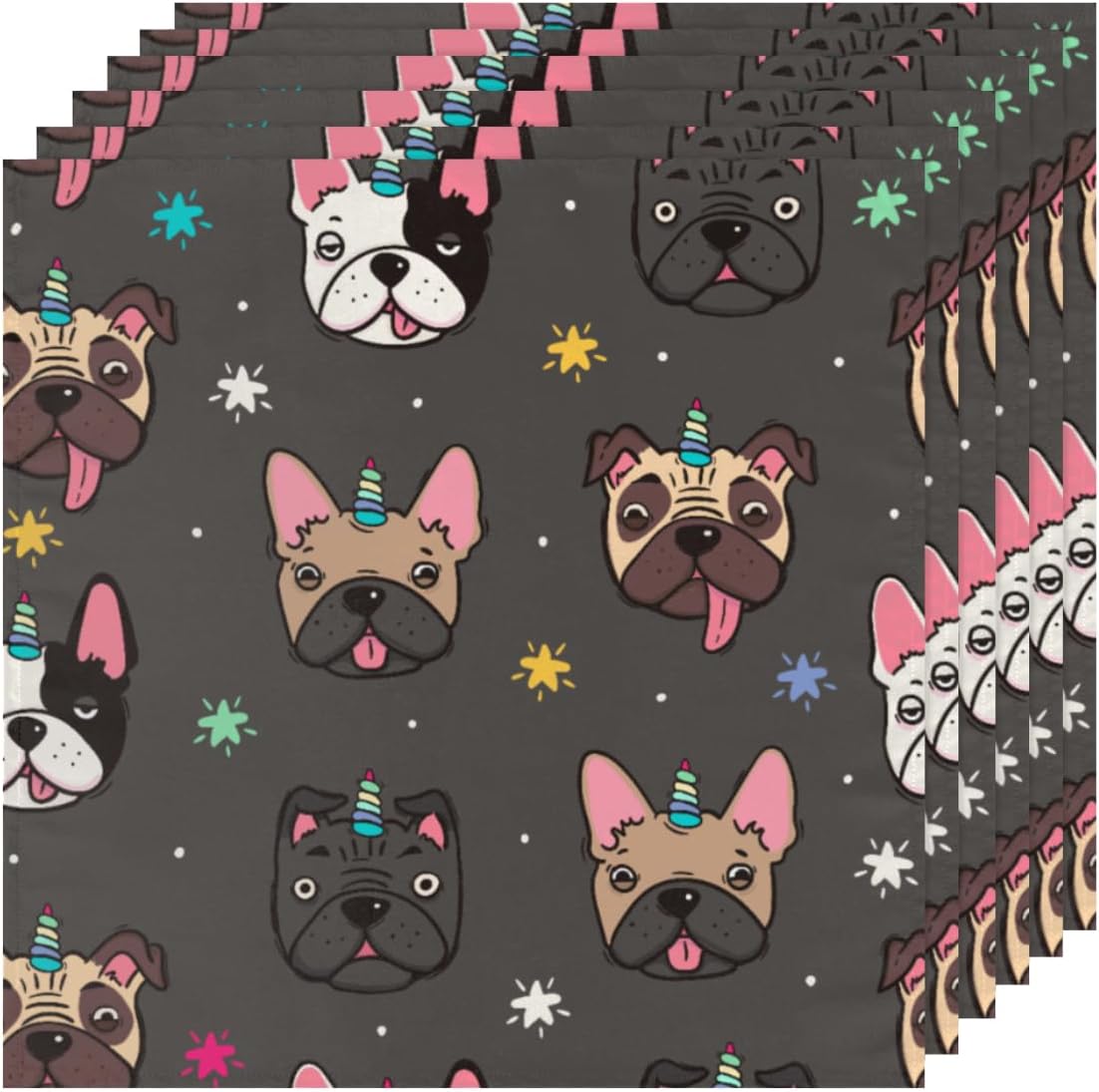Cloth Napkins Set of 4 Cute Dog 20×20 Inch Cloth Napkins Colorful Dog Washable Reusable Kitchen Dinner Napkins Table Decor for Wedding, Holiday