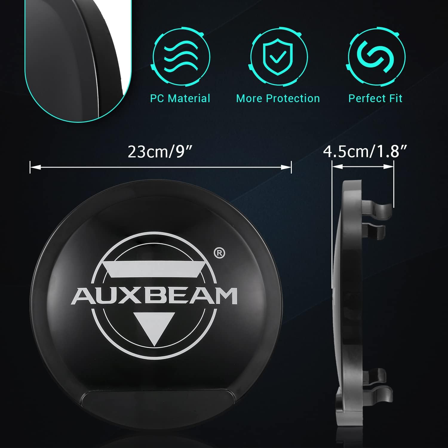 Auxbeam Kit combinado de luces redondas para todo terreno de 9 pulgadas con cubiertas amarillas y negras, 270 W 37776 lúmenes, luz de conducción LED
