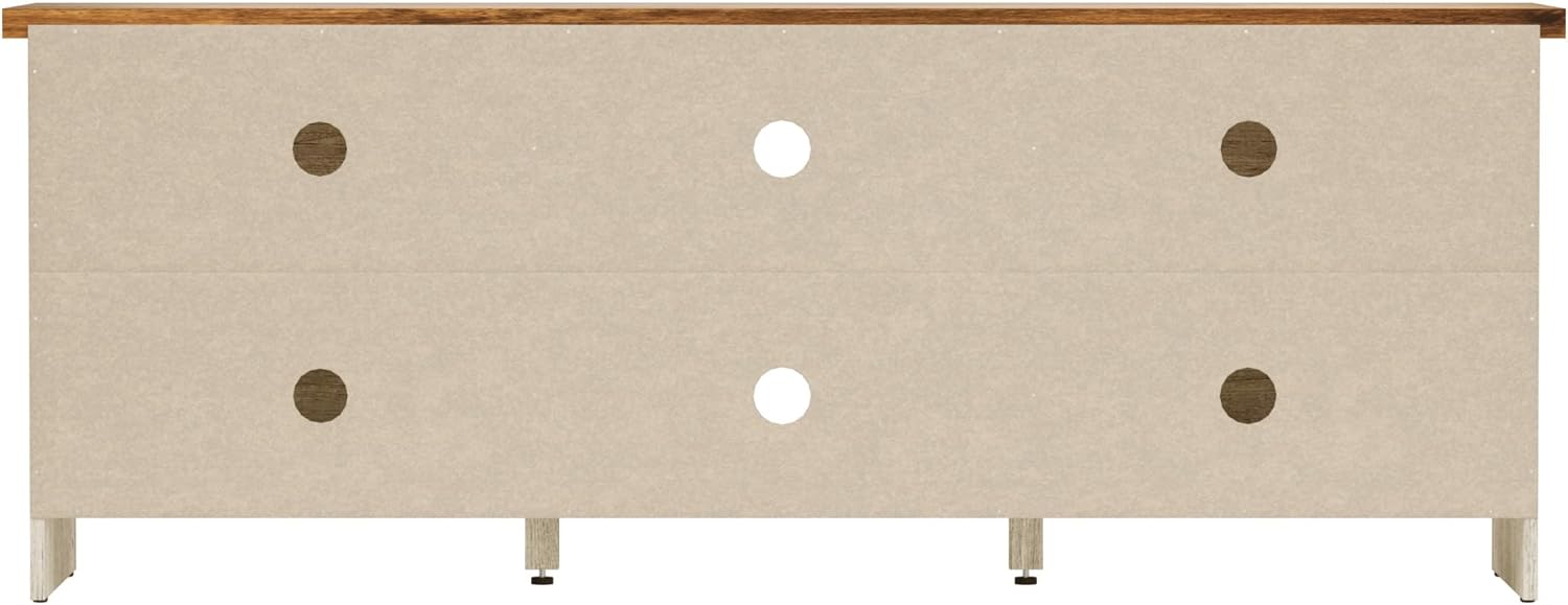 Hillsdale Columbus – Consola de entretenimiento de madera, 64 pulgadas, roble blanco con parte superior de nogal