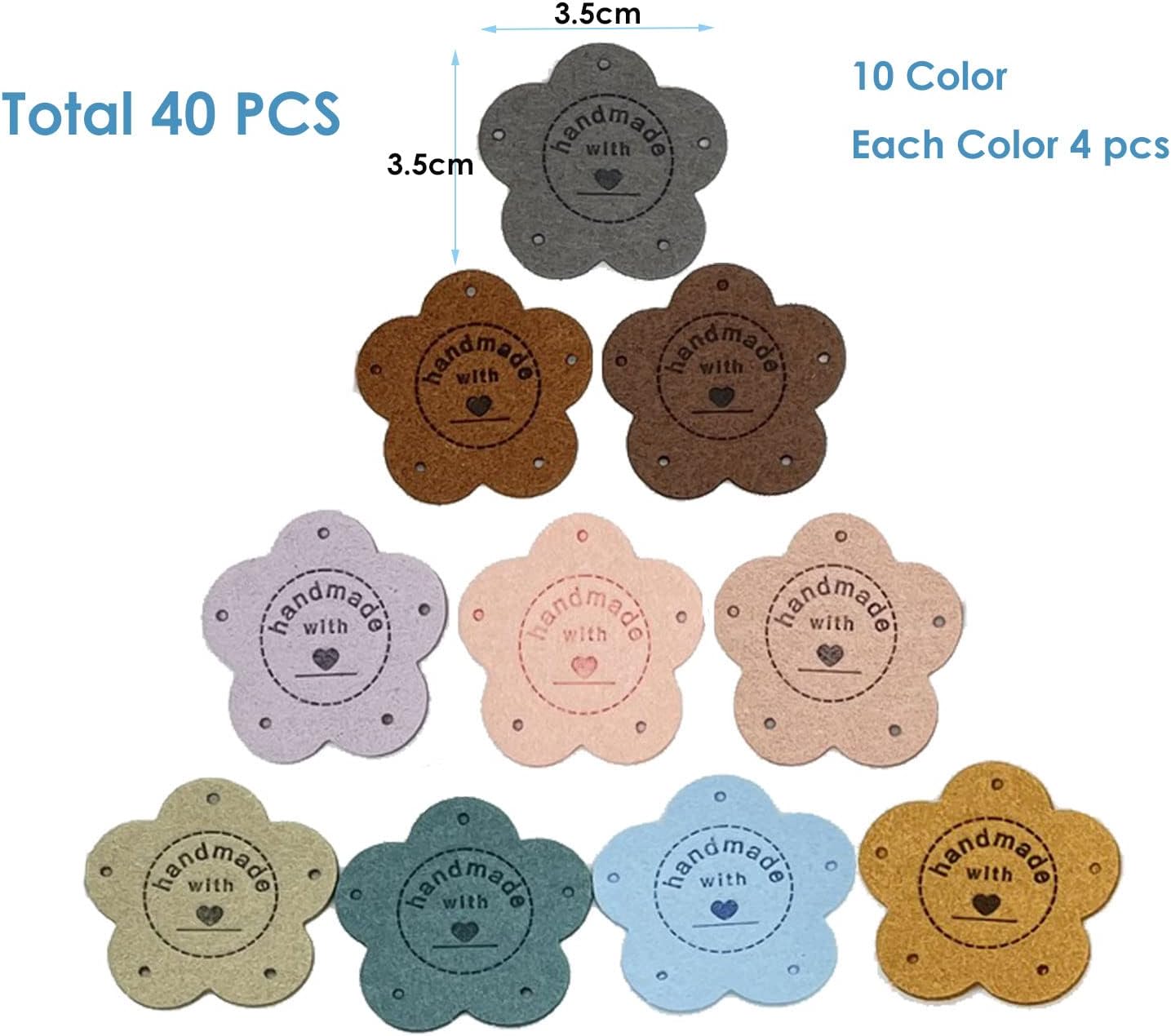 40 etiquetas de piel sintética, etiqueta hecha a mano para coser en la etiqueta, hecha a mano en relieve, para bricolaje, jeans, bolsas, zapatos,