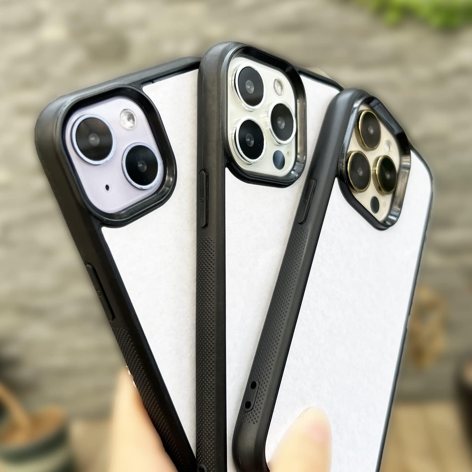 JUSTRY 5 juegos de fundas para teléfono de sublimación a granel compatibles con Apple iPhone 15 Pro Max, 6.7 pulgadas (2023), 2 en 1 de goma suave