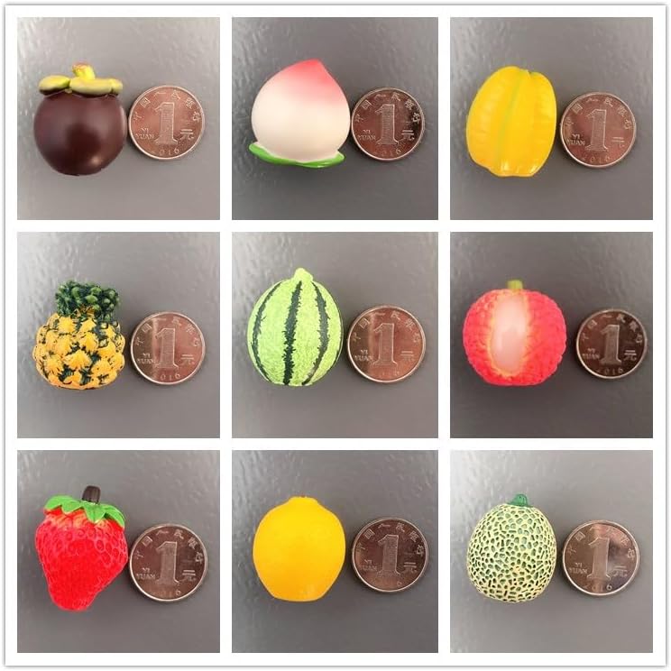 Imanes de refrigerador de frutas simuladas imán 3D tridimensional sandía fresa, piña, tanga, tao, lichi, decoración del refrigerador, etiqueta