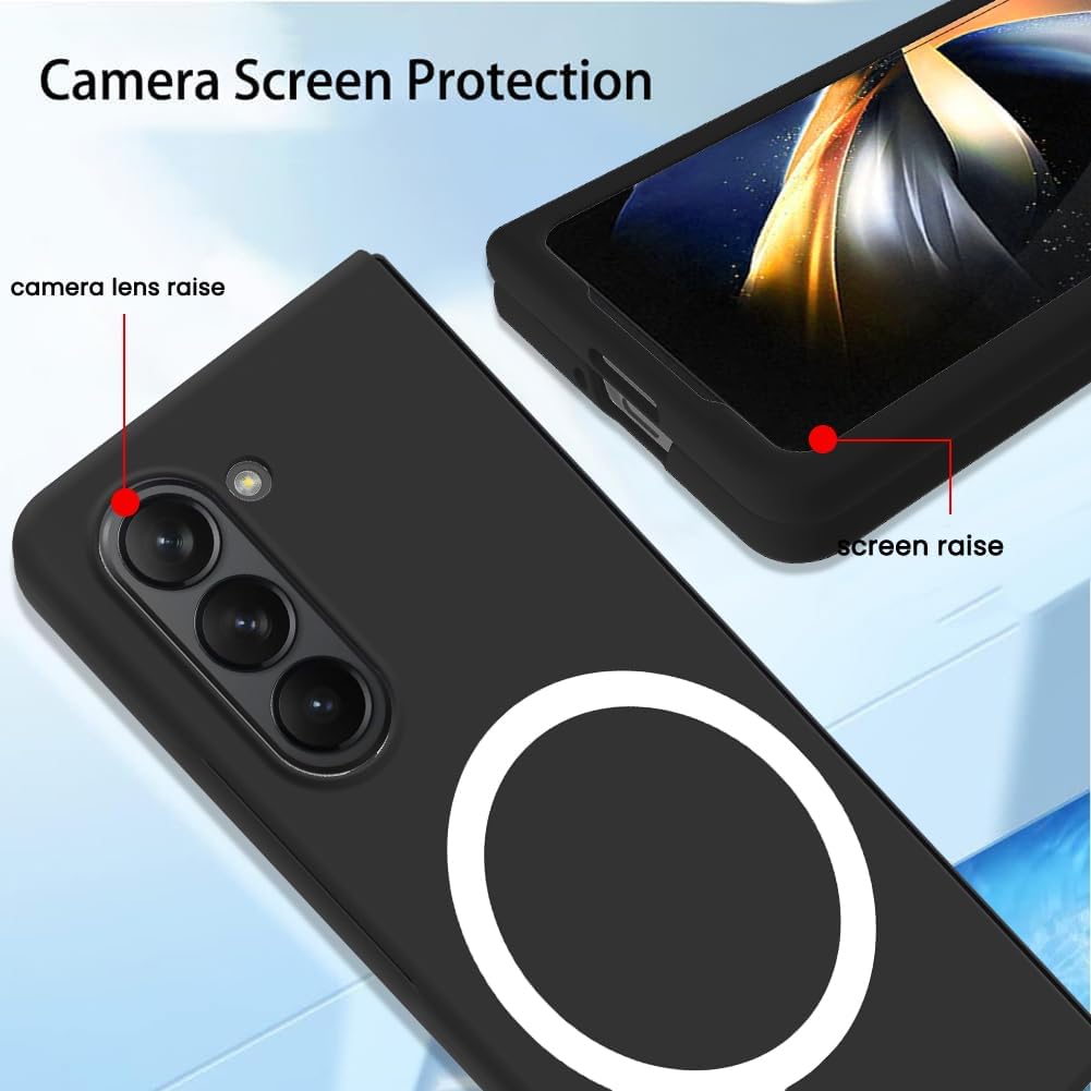KANGHAR Funda para Samsung Galaxy Z Fold 5, Galaxy Z Fold 5 Funda de silicona para mujeres y hombres, compatible con la funda protectora magnética