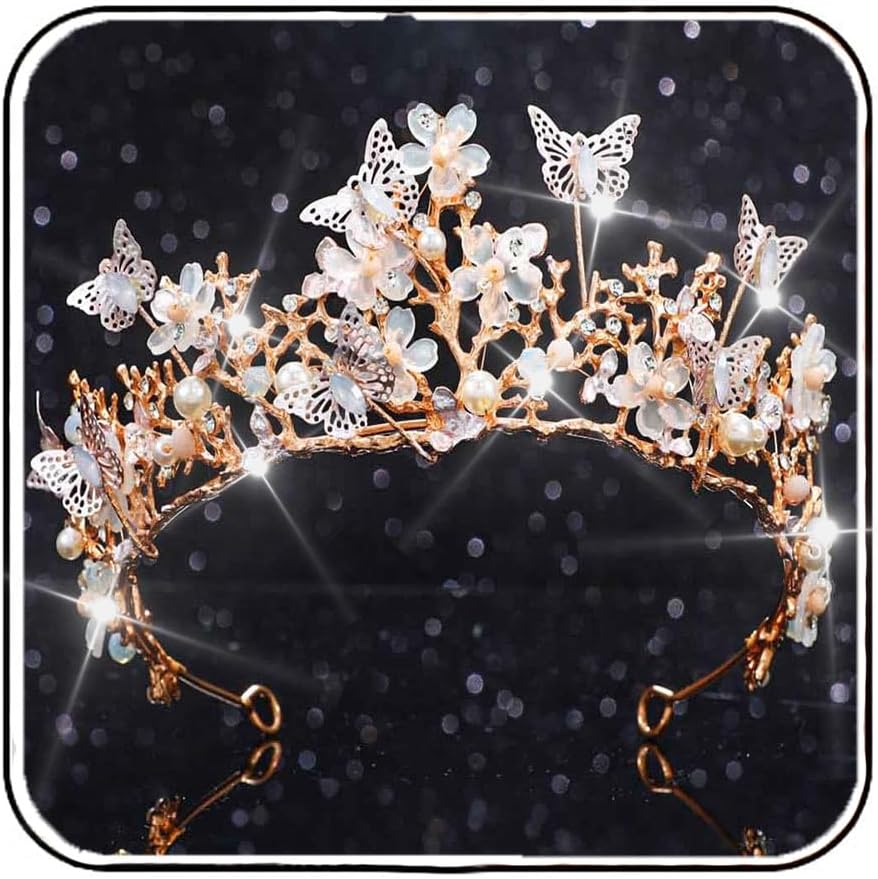 Brishow Corona y tiaras de flores para novia, corona de hada, diadema de princesa, diadema de cristal para mujer