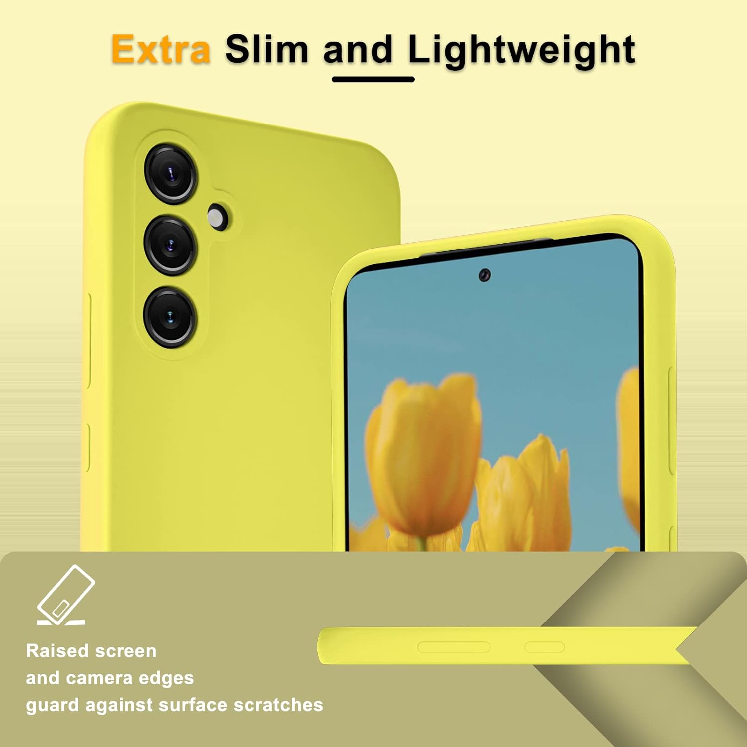 YENAPOON Funda para Samsung Galaxy A54 5G y 2 protectores de pantalla de vidrio templado, funda protectora delgada de silicona líquida a prueba de